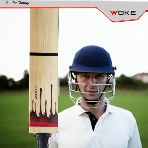 Image of Woke Rebel Premium Kashmir Willow Scoop Cricket Bat, 34 X 4.5 Inches, Full Size, Suitable for Soft /Hard Tennis Cricket Ball, for Kids /Junior /Senior /Boys /Girls & Adults