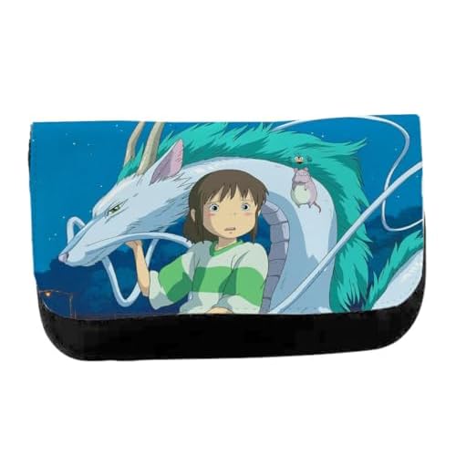 MERCHANDMANIA Estuche Neceser DE Lona Dragon pelicula el Viaje de Chihiro Fantasia Anime Unisex Negro Monedero Billetera