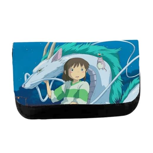 MERCHANDMANIA Estuche Neceser DE Lona Dragon pelicula el Viaje de Chihiro Fantasia Anime Unisex Negro Monedero Billetera