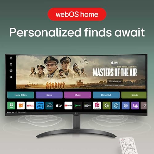 Image of LG 34SR60QC 86.42cm (34 Inch) Smart Curved (1800R) WQHD (3440x1440) Monitor, HDR10, sRGB 99%(Typ.), HDMI X 2, Built-in Speaker (7W x 2), webOS, AirPlay2, Wi-Fi, Bluetooth, Miracast, USB, Tilt (Black)