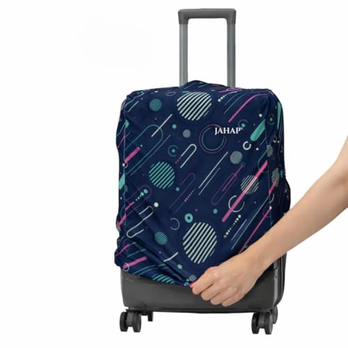 Image of JAHAP 24 Inch Luggage Cover Large | Geometric Print Stretchable Trolley Bag Cover for Suitcase | Dust Proof Scratch Resistant Travel Protector | Fits 24-26 Inch Only On Fiber /Plastic Trolley Bag