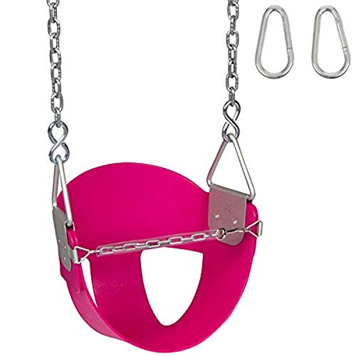 Swing Set Stuff Highback Half Bucket Seat (Pink) with Chains and Hooks and SSS Logo Sticker