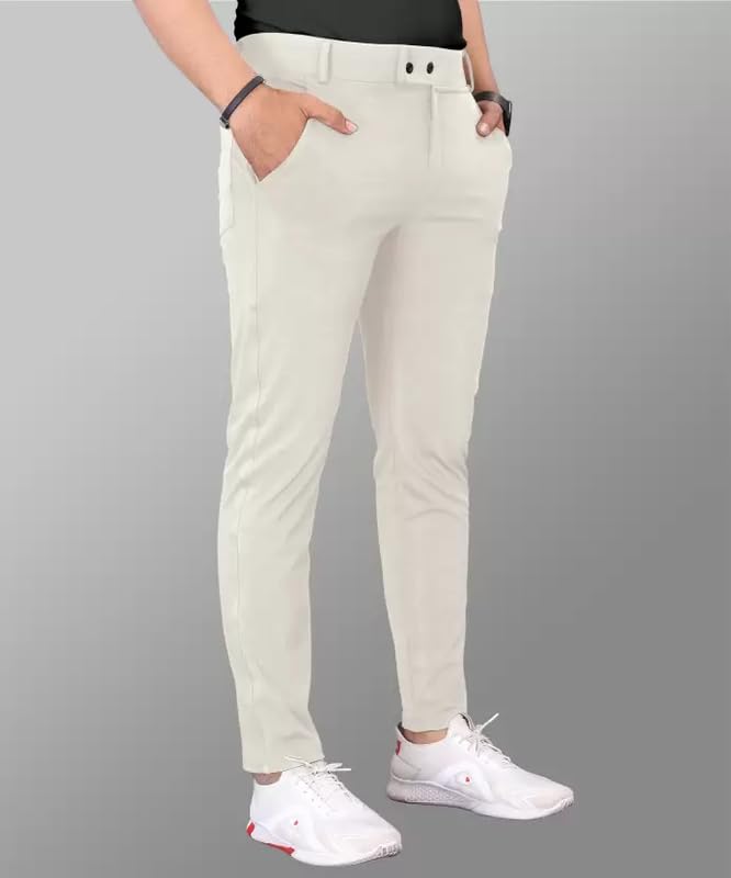 Image of Men's Stylish Slim Fit Lycra Blend Trousers - Pack of 2 (Combo) Formal Pants for Men | Stretchable Regular Office Formal Wear | Comfortable Solid Casual, Business, and Work Trousers for Men