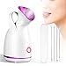 FONCOOD Gesichtssauna Nano Ionic–4-in-1 Face Steamer Profi Warmnebel-Dampfer mit 4 Edelstahl-Aufsätzen für zuhause,Gesichtsdampfer,Gesichtsbefeuchter & Zerstäuber für reine Haut
