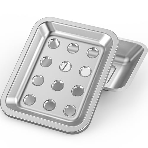 FUKANG Stainless Steel Soap Dish Large Double-Layer Draining Soap Holder Metal Soap Dish for Bathroom Shower Kitchen and Sink Countertops