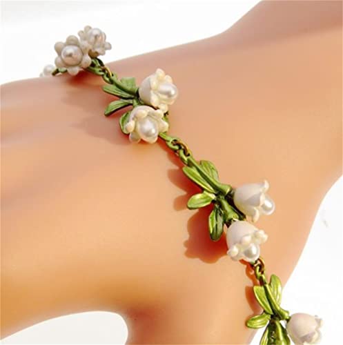 Afsjeep Green Paint Freshwater Pearl Valley Lily Leaves Women Bracelet Fashion Bracelet Womens Pearl Bracelet thumb #3
