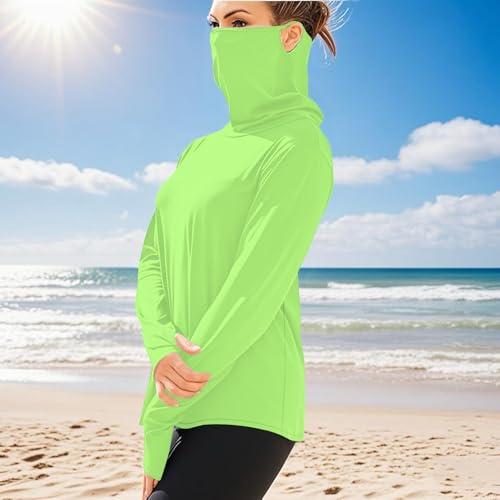Mens Sun Shirts with Thumb Hole UPF 50+ Long Sleeve Rash Guard Shirt for Unisex Ice Silk Cooling T-Shirt with Mask3