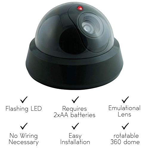 Dummy Security Camera, Fake CCTV Dome Camera with Red LED Light, 2 Pack by Pearl Enterprises - Used condition - Image 5