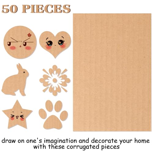 Image of 50 Pack Corrugated Cardboard Sheets Flat Hard Cardboard Inserts Back to School Classroom Supplies Flat Squares Separators for Shipping, Mailing, Packing, Art Projects, DIY Crafts(4 x 6 Inch,Brown)