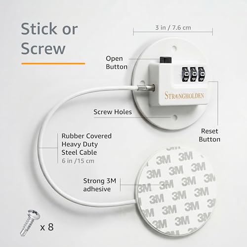 Image of Fridge Lock Combination - Refrigerator and Freezer Lock for Kids, No Keys Needed (White & Round)