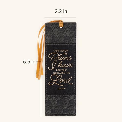 Image of Christian Art Gifts Premium Faux Leather Bookmark: I Know the Plans