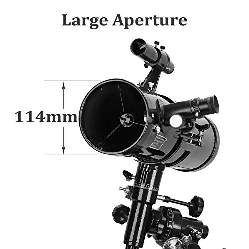 Moutec 114EQ Newtonian Reflector Telescope for Astronomy Beginners Adults, German EQ2 Mount Ideal for Manual Tracking, Great Astronomy Gift for Kids Adults Friends Family - Thumbnail 4
