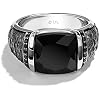 Jewelili Star WarsTM Fine Jewelry IN CARBONITE MEN'S RING 1/6 CT.TW. Black Diamonds and Black Onyx Silver and Black Rhodium