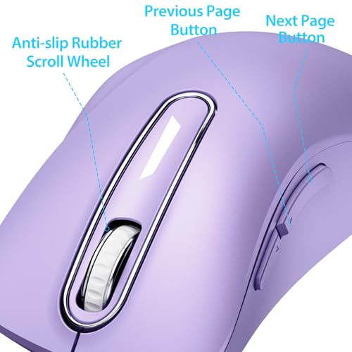 Image of memzuoix 2.4G Wireless Mouse, 1400 DPI Computer Mice with USB Receiver, Portable Wireless USB Mouse Battery Powered Cordless Mice for Laptop, PC, Desktop, 5 Buttons (Lilac)