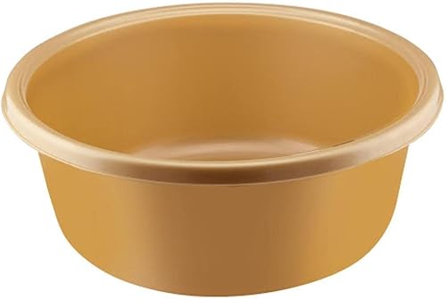 YBM Home Lavabo redondo de plástico 1151, 13 pulgadas con capacidad para 3 galones (1, dorado)