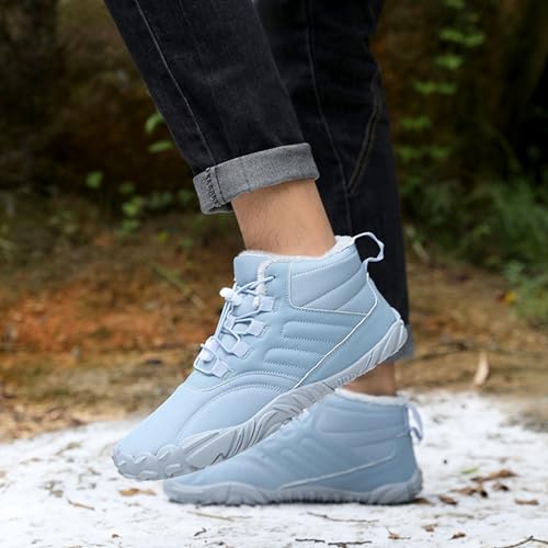 Image of Men's Women's Winter Barefoot Hiking Boots, Slip On Warm Zero Drop Snow Boots, Wide Toe Box Booties, Waterproof Shoes Sneakers Hike Shoes for Hiking Walking Outdoor Unisex