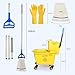 35QT Side-Press Mop Bucket and Wringer Combo on Wheels, Yellow,Including One Heavy Duty Industrial Mop and One Set Large Rubber Cleaning Gloves