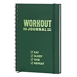 Nextnoid Hardcover Fitness Journal Workout Planner for Men & Women - A5 Sturdy Workout Log Book to Track Gym & Home Workouts - Dark Green