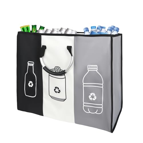 XTDMJ Sistema de separación de residuos 3 en 1 bolsas de reciclaje bolsas reutilizables para papel y chatarra, bolsas con asa, grandes contenedores para almacenamiento de residuos en la cocina