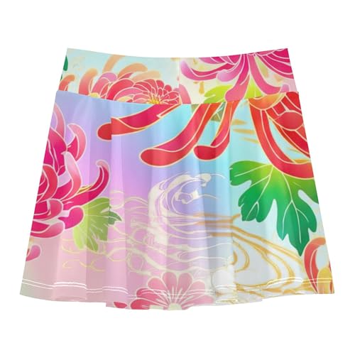 Girls' Shorts Athletic Skorts Kids Tennis Skirts Dance Girl Skort Traditional Japanese Floral Motifs 3t2