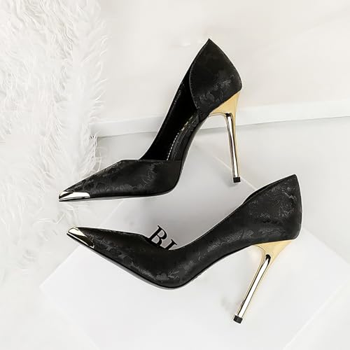 4 Inch Closed Pointed Toe Stiletto Heels, Women's Comfortable Pumps Shoes, Floral High Heels for Work Office Business2