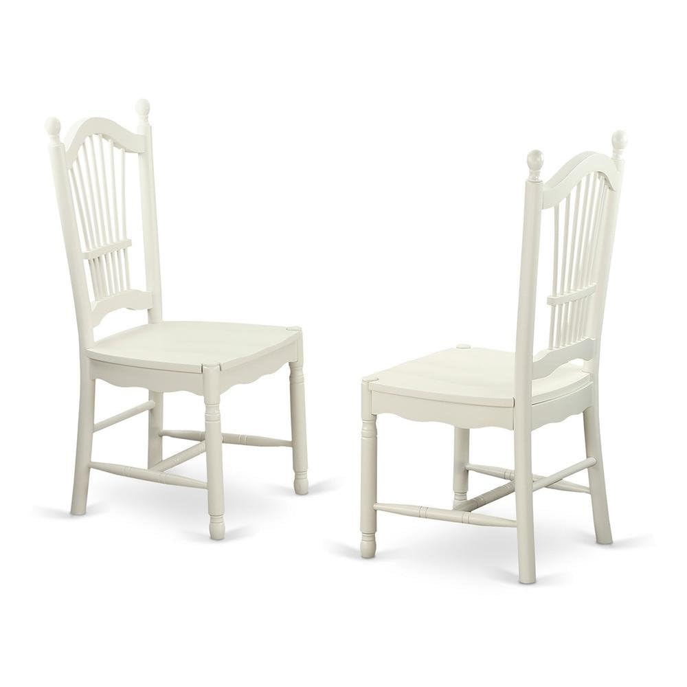 Solid Wood Dining Chairs with Slatted Back by Furnifact – Wood, Linen White, Pack of 2