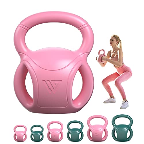 Image of 20 lb Kettlebell Weight with Three-handles for Russian Twists AB Exercise, Weightlifting and Core Training All-Purpose Fitness Exercise Home Gym [Pink]