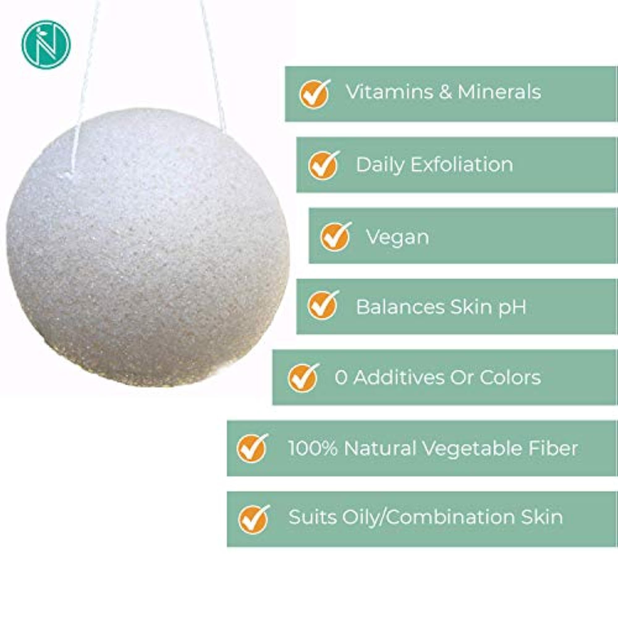 Natural Konjac Sponge, Vegan Exfoliating Tool