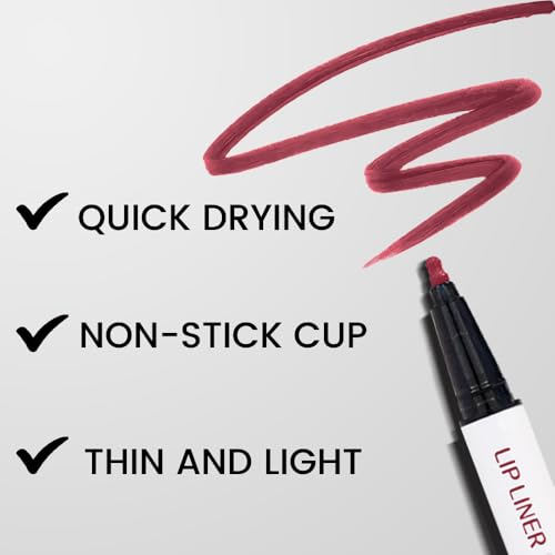 Image of evpct Longwear Liquid Lip Liner Stain Marker Pen Long Lasting Waterproof, Wine Red Plum Matte Semi Permanent 24 Hour Lip Liner and Lipstick Combo Korean Color Stay Lipliner All Day Lips Stain peel off
