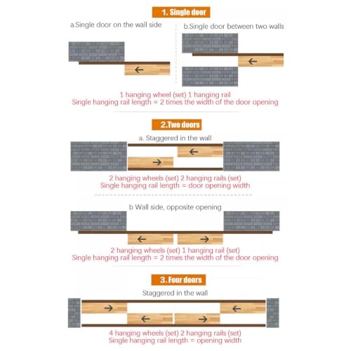 Herrajes para puerta corredera con kit de rodillos inoxidables de pista silenciosa para madera 6