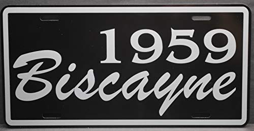 1959 59 Biscayne Year Metal Novelty Reproduction Sign Compatible with Chevy Super Stock Gasser Police Sedan Wagon S/S 283 409 396 427 Custom Classic Shop Garage Man Cave Wall Art Gift