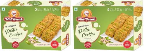Image of Midbreak No Added Sugar Pista Delight Biscuits 300g (Pack of 2) | Rich Pistachio Cookies | Low Glycemic, High Fiber | Wholesome Healthy Snacking
