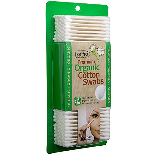 ForPro Premium Organic Cotton Swabs, Certified Organic, Biodegradable Cotton, 300-Count