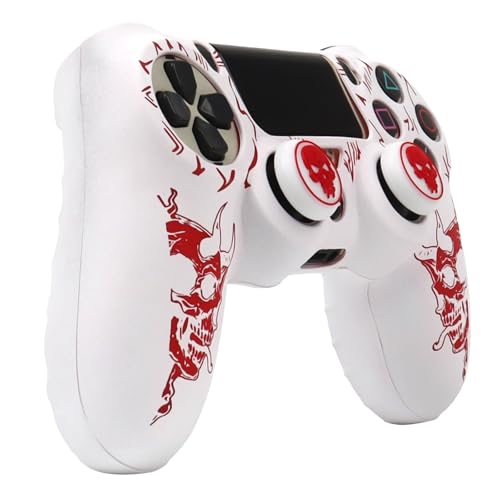 Image of RALAN Horned Skull Head Design Controller Skin Cover with 2 Thumb Grips Compatible with PS4 /Playstation 4 Slim /Pro Controller