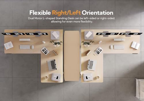Image of Claiks Electric L-Shaped Standing Desk with Dual Motors, 59Inch Natural