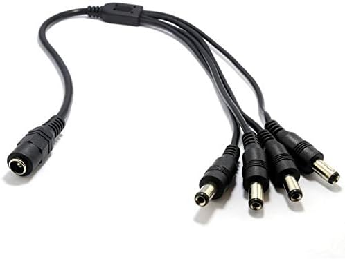 DC Power Supply Splitter 1 to 4 Plugs Y Connector 4 devices that use 5.5 x 2.1mm barrel DC, Adapter, Cable Compatible with JOOAN, PECHAM TMEZON HD ZOSI HD SANNCE BG CCTV PSU Security Cameras 12V