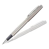 Professional Ballpoint Pen with Silver Metal Pen Body and Replaceable Refill, Medium Point Black Ink, Gift Case (Silver)