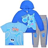 Nickelodeon Blue’s Clues Baby Boys 3 Piece T-Shirt, Zip Up Hoodie and Pants Set for Infants and Toddlers