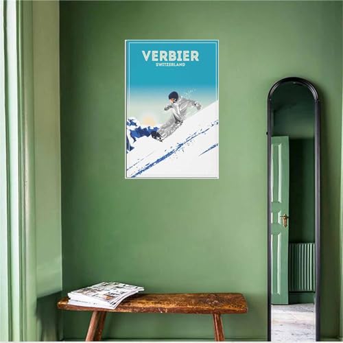 Leinwanddrucke Verbier Schweiz Ski Vintage Reise Poster Home Dekoration Wand Kunst Wandbild Zimmer Dekor Malerei Ungerahmt – Bild 6