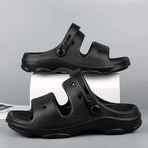 Unisex Open-Toe Adjustable Sandals Breathable Strappy Design with Quick-Dry Sole Ideal for Beach(Black,5)2