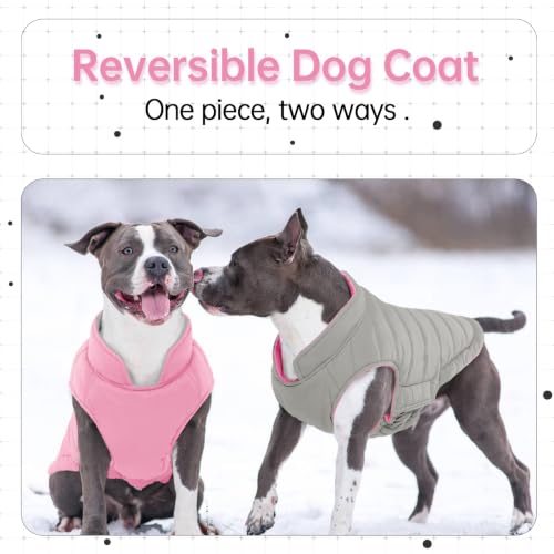 Image of Lelepet Reversible Dog Coat Windproof Dog Puffer Jacket Lightweight Vest