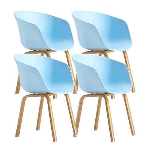 SJIALEN Dining Chair Set of 4,Leisure Plastic Chair Coffee Restaurant Hotel Marriage Room Backrest Negotiate Office Reception Chairs Kitchen Chair (Color : Blue)