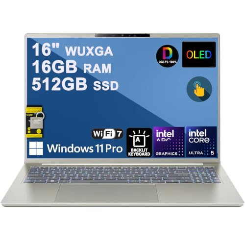 Image of Acer Swift 16 AI Laptop 16 inch 2k WUXGA OLED Touch 100% DCI-P3 Intel 6-core Ultra 5 322 (Up to 46 Tops) 16GB RAM 512GB SSD Backlit Thunderbolt for Creator Designer Business Professional Win11Pro ICP Hub