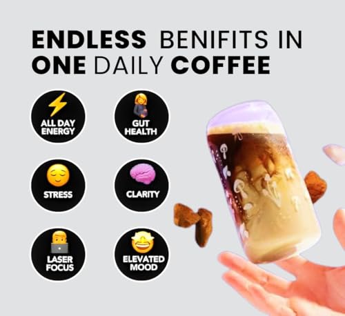 AuraFlare Mushroom Coffee | Premium Everyday Adaptogenic Mushroom for Better Focus, Energy and Digestion | Chaga, Lions Mane & L-Theanine | Doze Mushroom Coffee| 30 Servings (Pack of 1)
