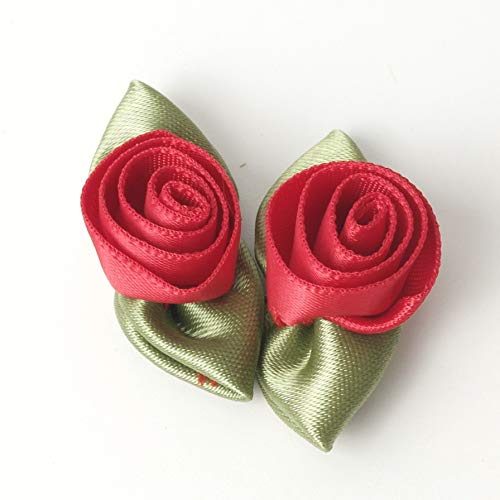 Micomon Mini Ribbon Bows For Crafts Mini Roses Ribbon Flowers For Craft Artificial Ornament Applique Sewing Diy(15Pcs,Red) #TOP2