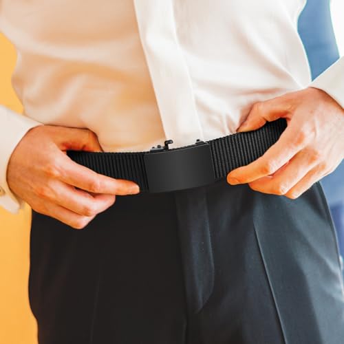 No Holes Ratchet Buckle Belt for Men, Adjustable Canvas Web Belt, Auto-Lock for Workout & Daily Wear2