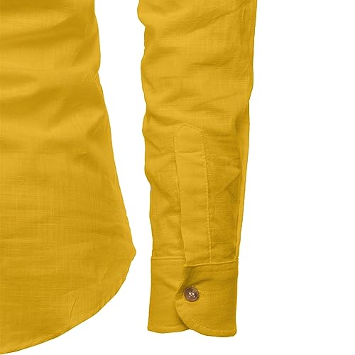 Image of Men's Full Sleeve Beige Color Cotton Blend Spread Slim Fit Shirt Style Kurta for Men and Boys