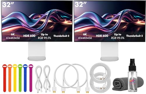 Image of LG Ultrafine evo 32U990A-S 32 inch 6K (6144x3456) Nano IPS Black Monitor (2-Pack) | 60Hz, DisplayHDR 600, Thunderbolt 5, HDMI 2.1, DisplayPort 2.1, USB-C, Built-in Speakers & Adjustable Stand - Bundle
