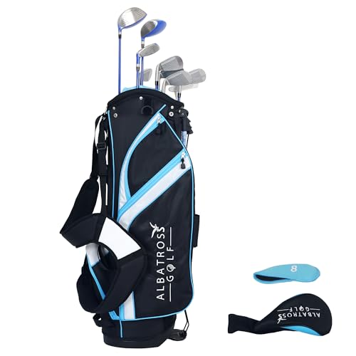 Elevon Junior Golf Club Set for Kids Ages 10-16, Complete Golf Set with Driver, Fairway Wood, Hybrid, Irons, Wedge, Putter & Stand Bag, Lightweight Beginner Golf Clubs with Headcovers