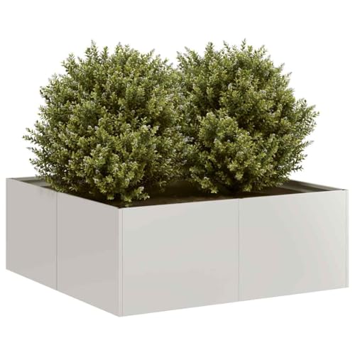 Myheimly Pflanzkübel, Pflanzschale, Garten-Garten-Pflanzkübel, Outdoor-Pflanzgefäß, Hochbeet, Pflanzgefäß 80x80x30 cm Edelstahl